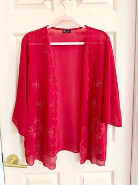 Vintage red beaded COC jacket top